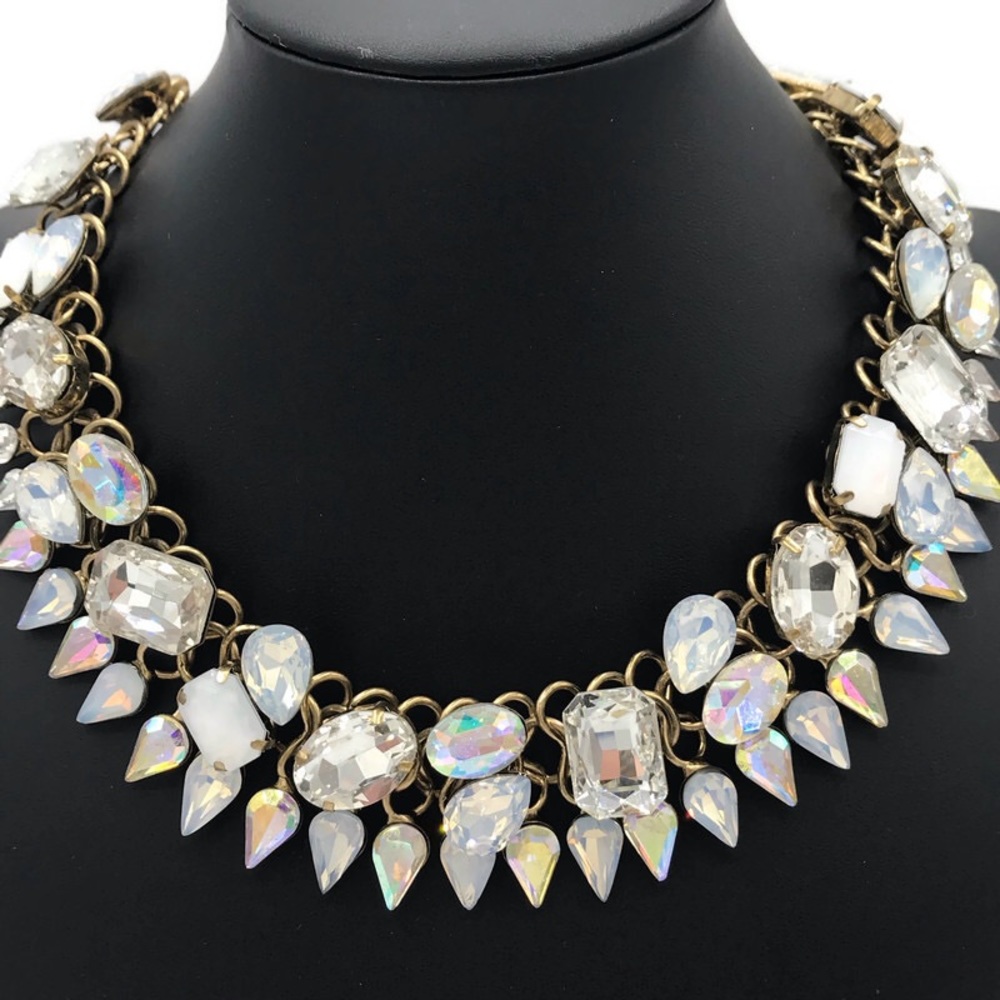 Statement Collar Necklace Large Rhinestone Gold - image 2